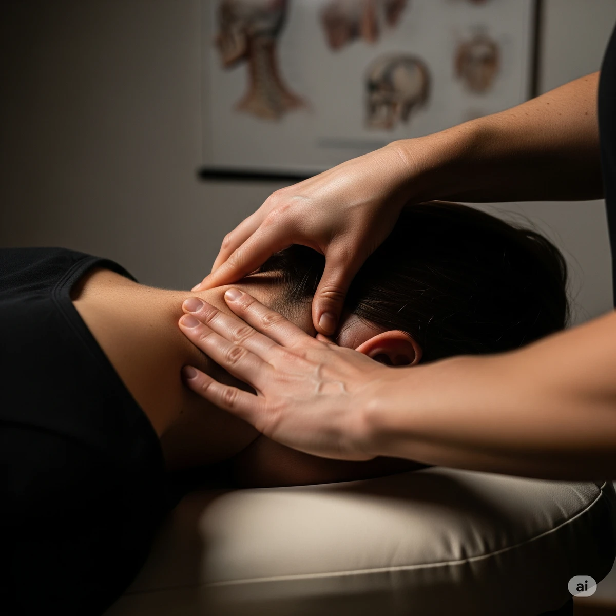 Abstrakt bild som representerar behandling av nack- och axelbesvär